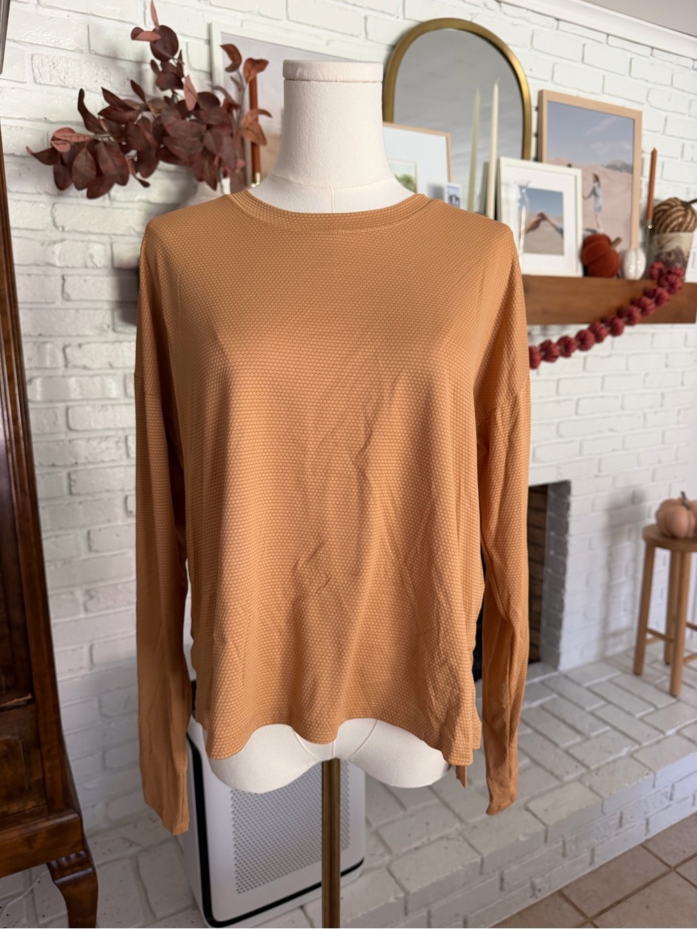 CALIA by Carrie Underwood Long Sleeve Waffle Knit Top - Camel